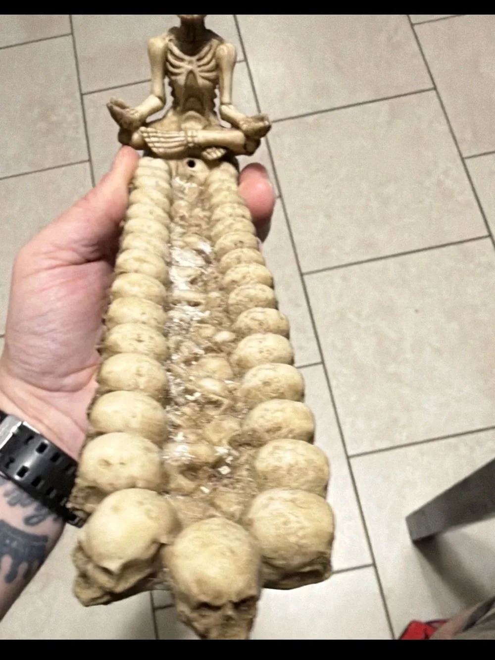 Skeleton Skull Tray Home Accent in Beige